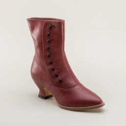 American Duchess Tavistock Women's Victorian Button Boots (Oxblood) -StrideOne Store tavistock victorian button boots oxblood 2